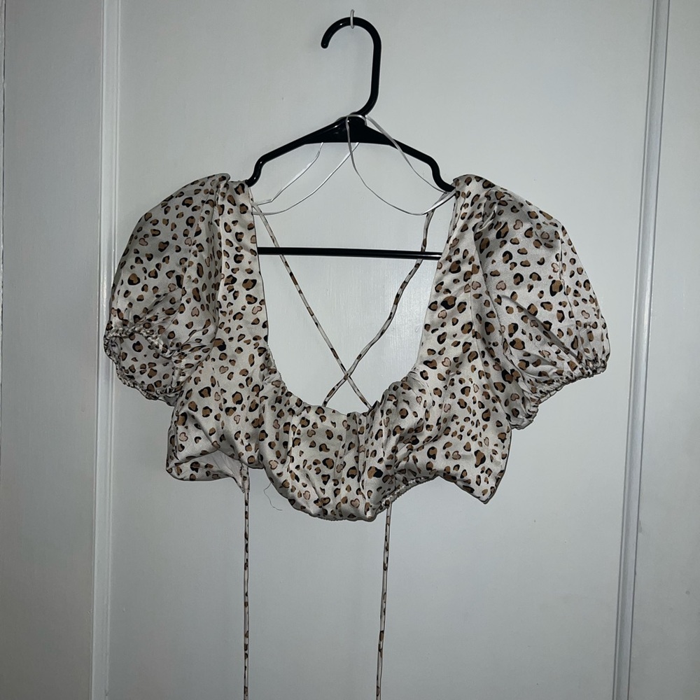 Princess Polly Lace-Up Cheetah Print Top - Picture 2 of 4